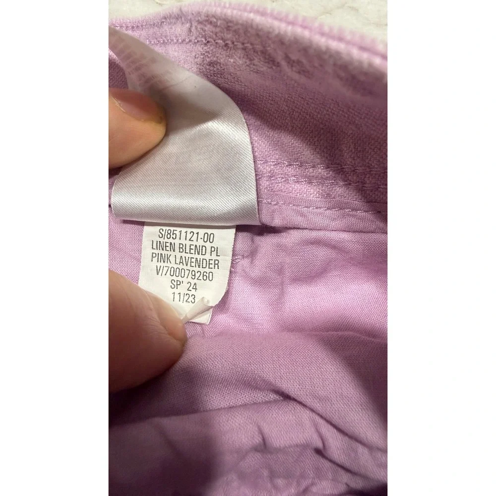 Banana Republic Pink Lavender Linen Wide Leg Pleated Pants Size 8 High Rise